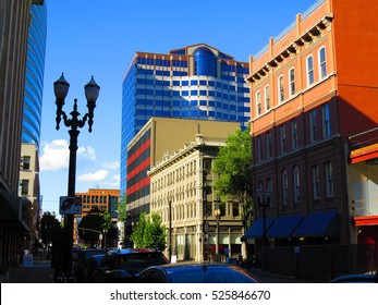 City Street In Downtown Area Of Portland, Oregon