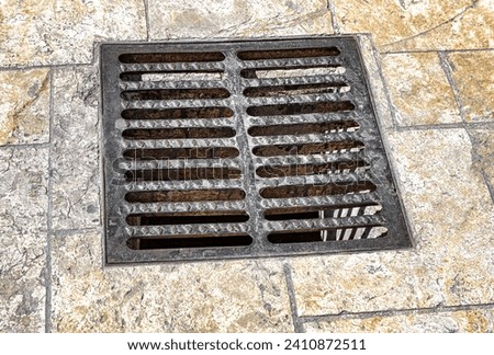 City street drainage system, urban runoff infrastructure, pavement drainage channel