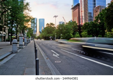 City Street At The Evening In Frankfurt, Germany