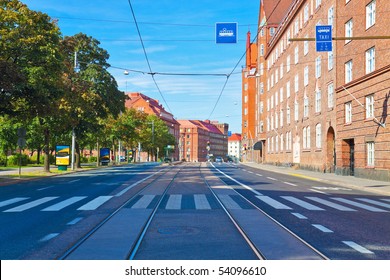 City Street In Helsinki, Finland