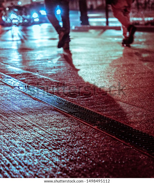 City Street and Sidewalk at\
Night