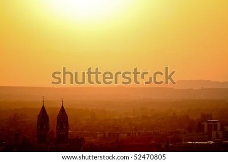 city sunset in freiburg