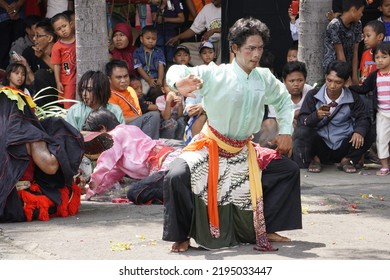 City Of Surabaya, State Of Indonesia. March 8, 2015. The Traditional Indonesian Dance Kuda Lumping Performer Dancing While In A Trance.