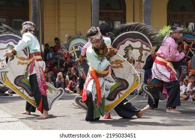 City Of Surabaya, State Of Indonesia. March 8, 2015. The Traditional Indonesian Dance Kuda Lumping Performer Dancing While In A Trance.