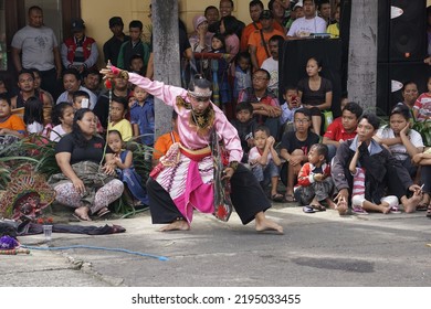 City Of Surabaya, State Of Indonesia. March 8, 2015. The Traditional Indonesian Dance Kuda Lumping Performer Dancing While In A Trance.