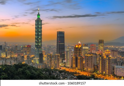 City of Taipei at dusk, Taiwan