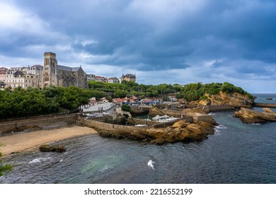 City Tour In France, Atlantic Coast, Aquitaine Near The Spanish Border: The Sophisticated Biarritz With The Rocher De La Vierge Rocks