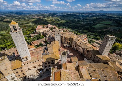 City towers and roofs of San Gimignano, Italy