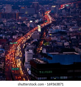 City traffic in Bangkok, topview.