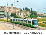 City tram and a mosque in Constantine - Algeria, North Africa