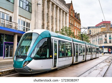 City Tram At Old Market Square In Nottingham - England, UK