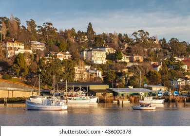 City And Transportation Along Tamar River, Launceston, Tasmania, Australia 