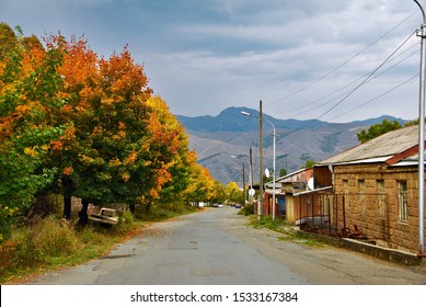 City Vanadzor In Autumn. Abovyan Street, Lori Province ,Armenia.