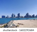 City view from Lulu island, Abu Dhabi.