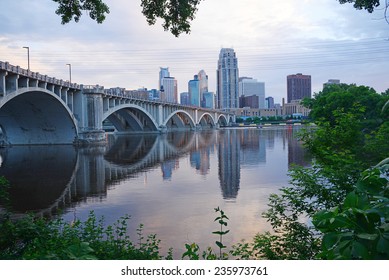 City view of Minneapolis in an evening