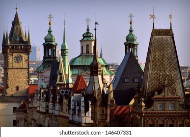 City view of Prague, the capital of the Czech Republic, View of Prague roof tops