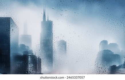 City view through a window on a rainy night,Rain drops on window with road light bokeh, City life in night in rainy season abstract background. Focus on drops on glass - Powered by Shutterstock