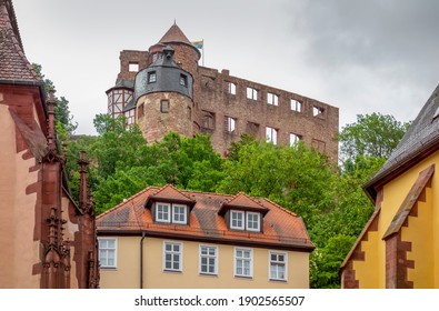 city view of Wertheim am Main including the Wertheim Castle in Southern Germany at summer time
