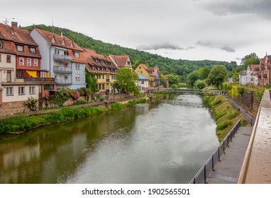 city view of Wertheim am Main in Southern Germany at summer time