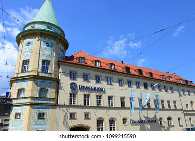 City Views, Facades Of Houses In The State Capital Munich, Bavaria, Germany, May 19, 2014, 