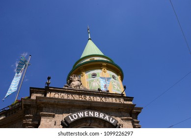 City Views, Facades Of Houses In The State Capital Munich, Bavaria, Germany, May 19, 2014, 