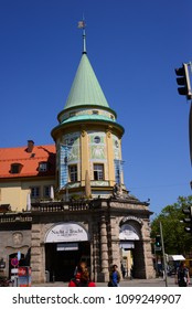 City Views, Facades Of Houses In The State Capital Munich, Bavaria, Germany, May 19, 2014, 