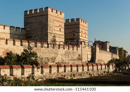City walls of Istanbul after partial restoration