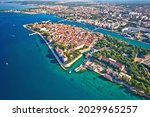 City of Zadar archipelago and historic peninsula aerial view, Dalmatia region of Croatia