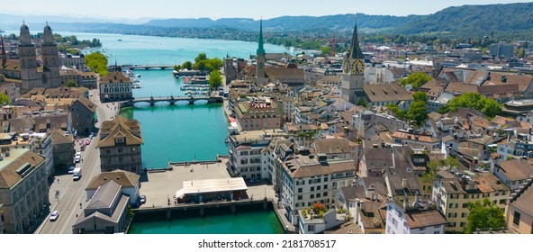 City Of Zurich In Switzerland From Above - Aerial View