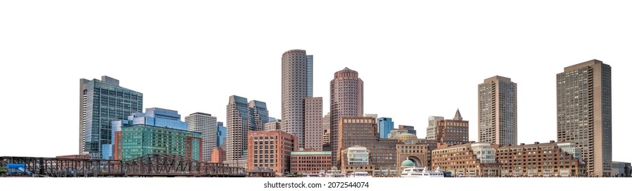 Cityscape of Boston (Massachusetts, USA) isolated on white background