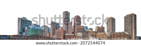 Cityscape of Boston (Massachusetts, USA) isolated on white background