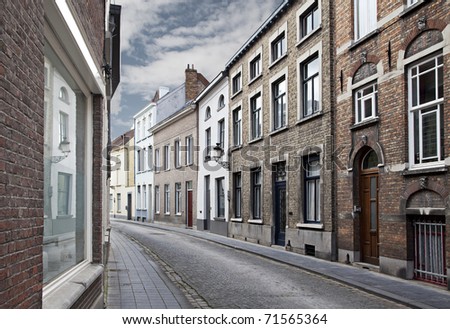 Cityscape of Bruges streets, Belgium.