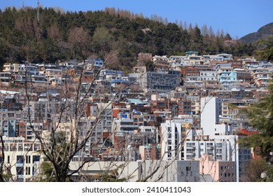 Cityscape of Busan with Daecheong-dong neighborhood. Jung-gu district in Busan.