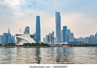 Cityscape By Pearl River At Day Time. Guangzhou. China.