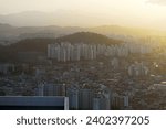 Cityscape of Cheonan with Red Sunset