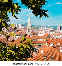 cityscape and church architecture in Bilbao city Spain, travel destination