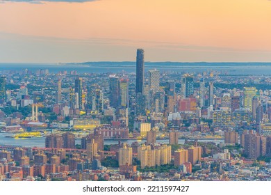 Cityscape Of Downtown Brooklyn Skyline  From Manhattan New York City At Sunset  