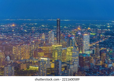 Cityscape Of Downtown Brooklyn Skyline  From Manhattan New York City At Sunset  