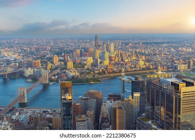 Cityscape Of Downtown Brooklyn Skyline  From Manhattan New York City At Sunset  