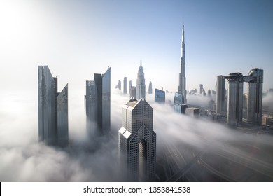 Cityscape of Dubai Downtown skyline on a foggy winter day. Dubai, UAE. - Powered by Shutterstock