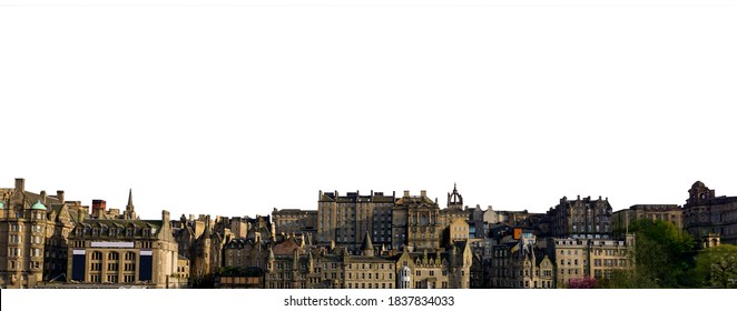 Cityscape Of Edinburgh (Scotland, UK) Isolated On White Background