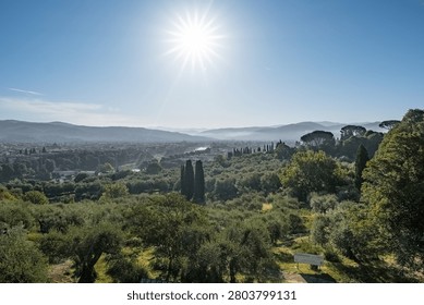 Cityscape of Florence in backlighting