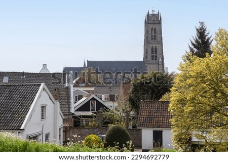 Cityscape of the fortified town of Zaltbommel with a view of the Grote or St. Maartenskerk. Stock photo © 