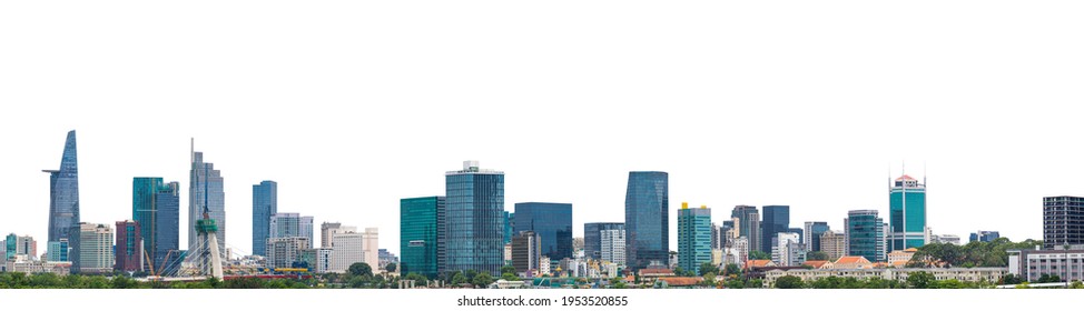 Cityscape of Ho Chi Minh (Vietnam) isolated on white background