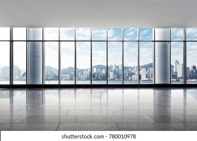 cityscape of hong kong in blue cloud sky from empty office - Powered by Shutterstock