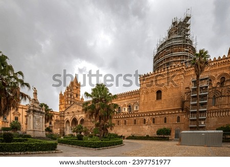 Cityscape image of the famous Palermo Cathedral in Palermo, Italy