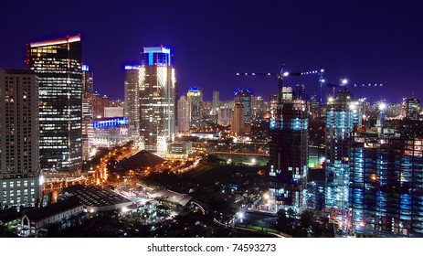 Cityscape Of Jakarta At Night