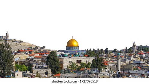 Cityscape of Jerusalem (Israel) isolated on white background