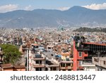 The cityscape of Kathmandu the capital city of Nepal. The city located in the bowl-shaped Kathmandu Valley of central Nepal.