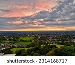 The cityscape of the London Harrow with mesmerizing cloud, United Kingdom, aerial